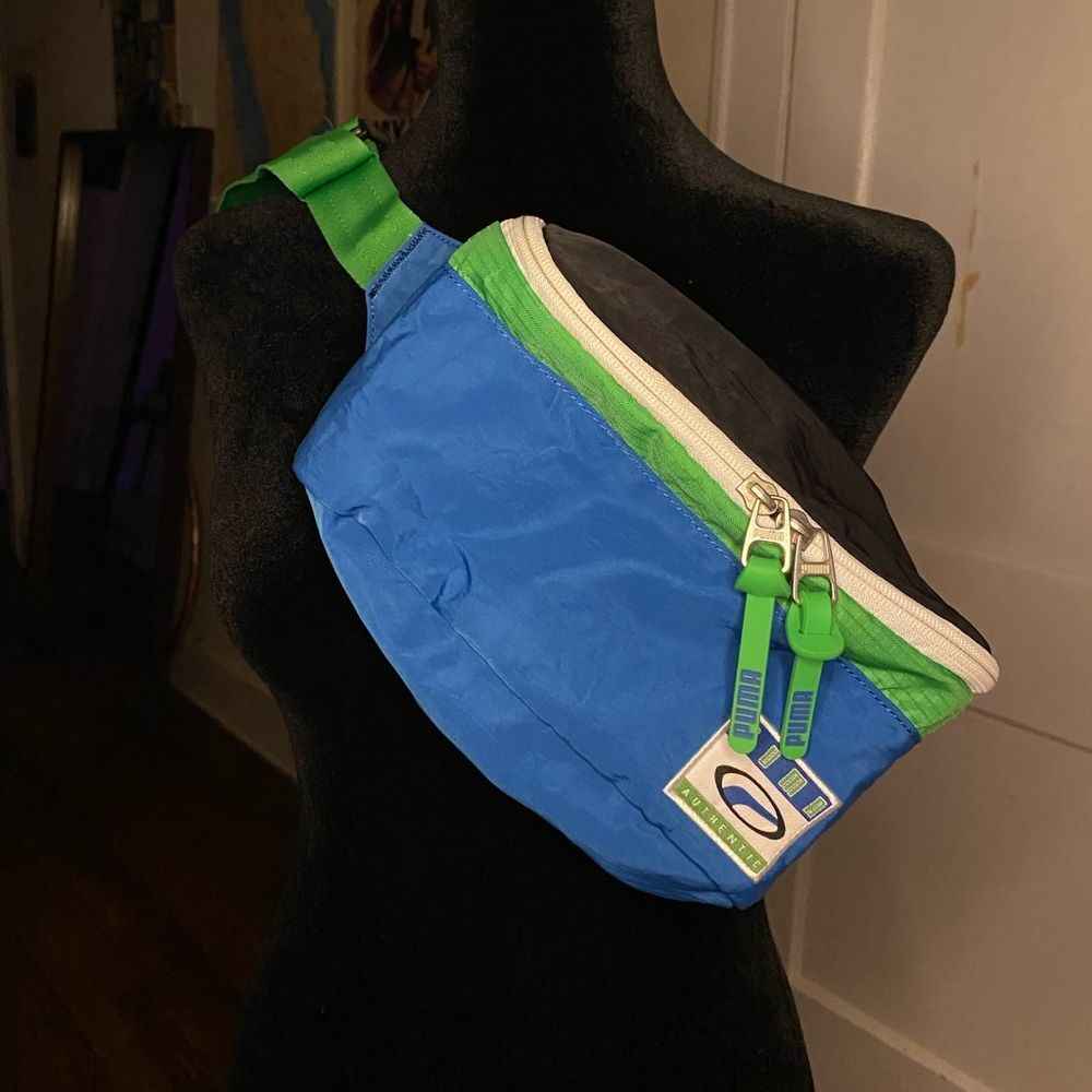 Puma Blue & Green Large Zipper Belt Bag Fanny Pack Adjustable Strap